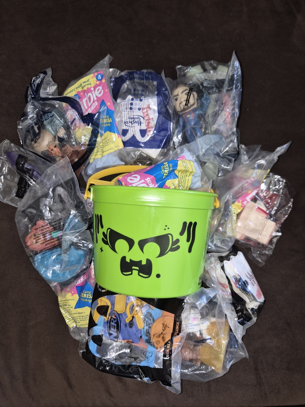 McDonald's Green Halloween Treat Bucket with Yellow Handle